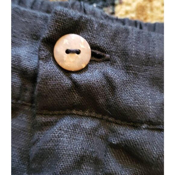 LinenID Studio Pants Women's Small Black Linen Tapered Pleated Elastic Waist - Picture 6 of 6